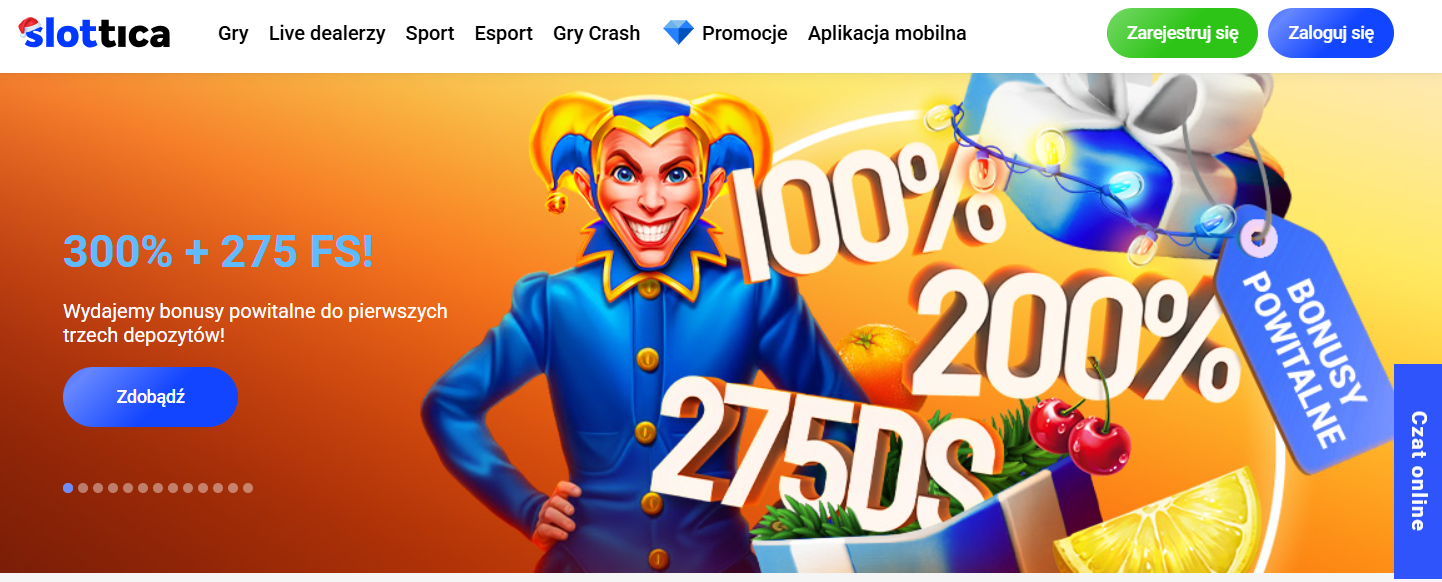 Slottica Casino – strona główna platformy