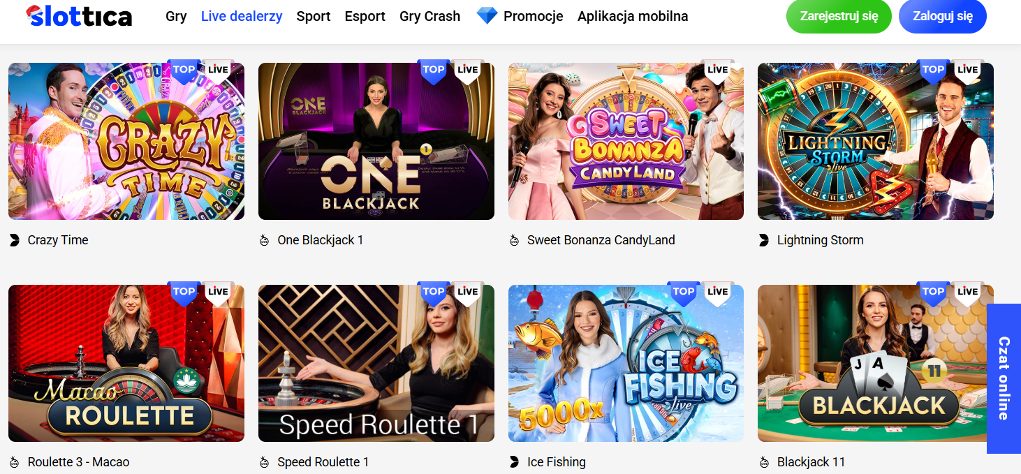 Gry z krupierem na żywo w Slottica Live Casino